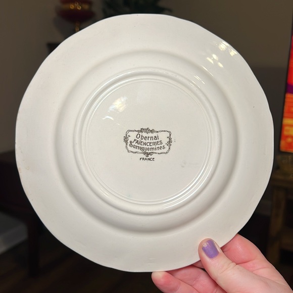 Vintage French Obernai Sarreguemines Plate Church France Alsace Village - Picture 2 of 4